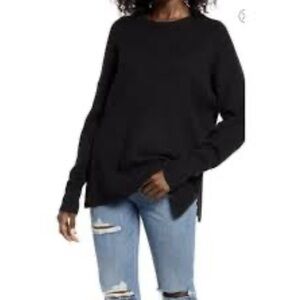 Treasure & Bond Crew Neck Sweater, So Soft, Wool Blend, Black, Size M Oversized